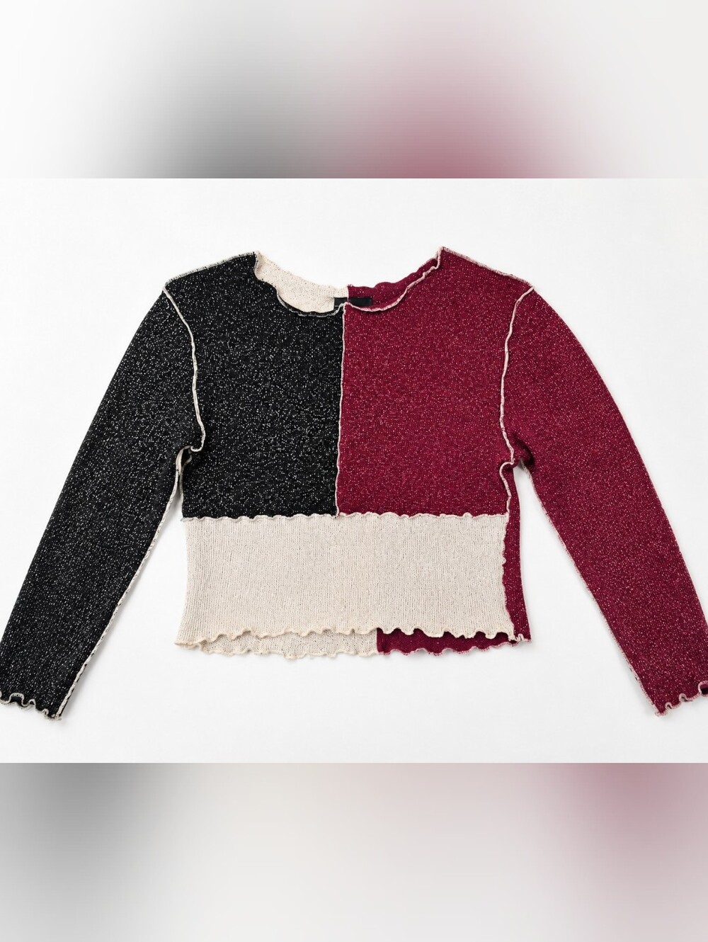 LUNA CHIX Colorblock Ribbed Cropped Top. - Picture 4 of 6